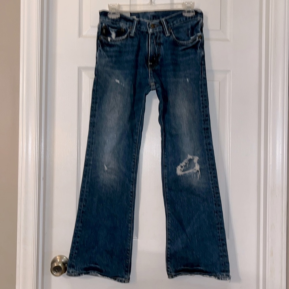 Kids Abercrombie distressed boot cut jeans, size 12